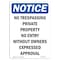 Signmission Sign, 10" H, 7" W, Rigid Plastic, No Trespassing Private Property Sign, Portrait, V-14979 OS-NS-P-710-V-14979 - alternate 1